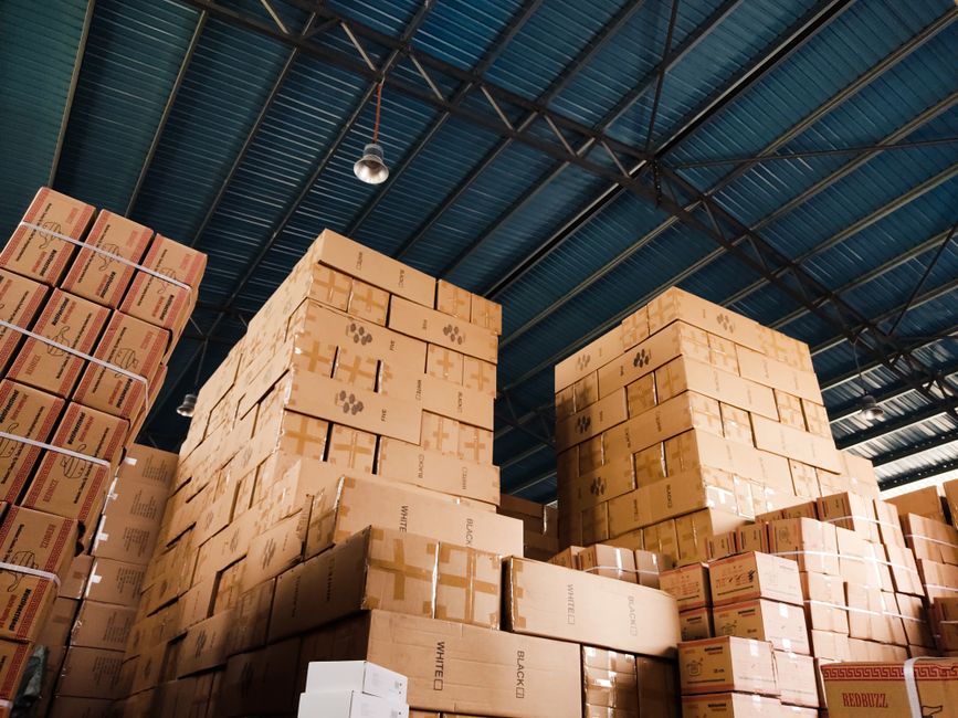 Shipping containers staged for export